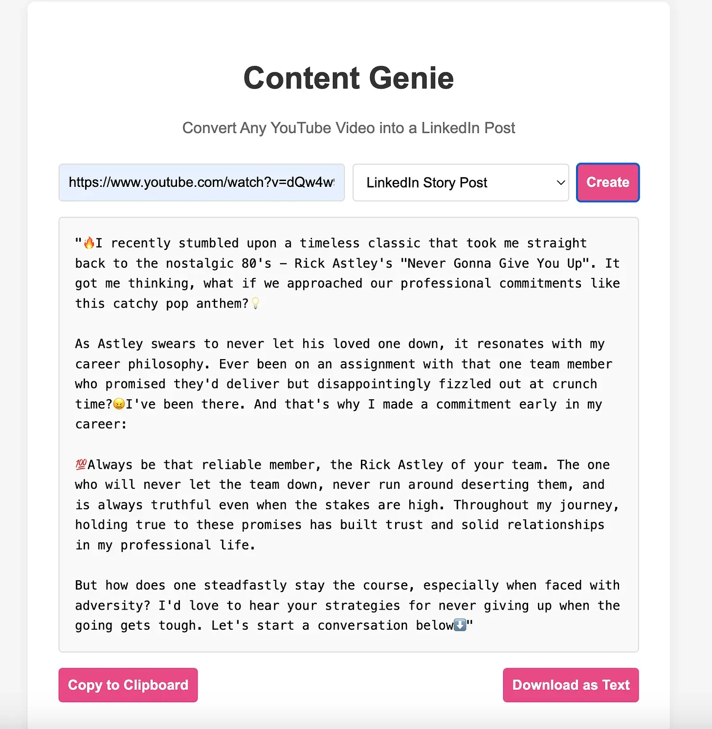 The content genie app